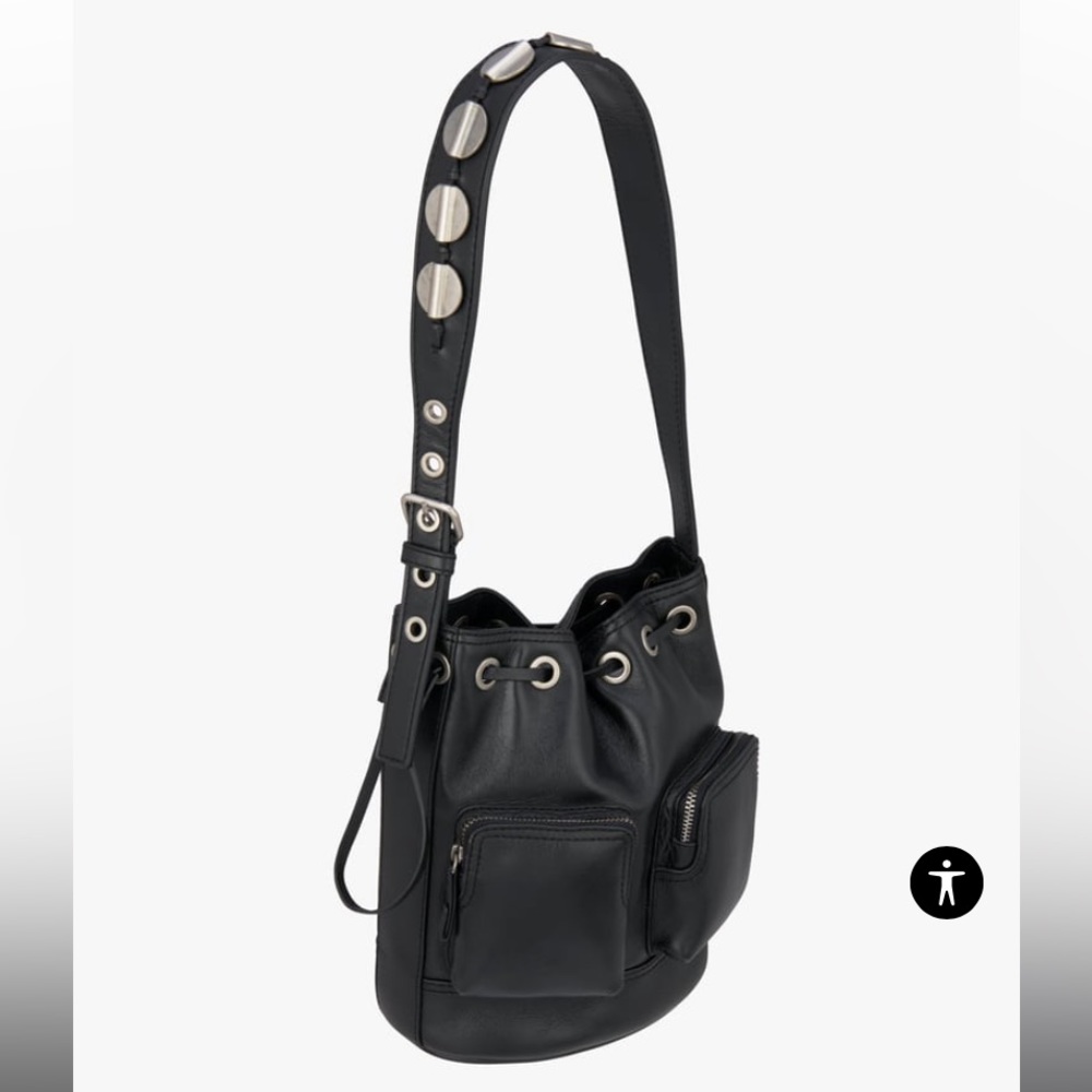 NEW Zara purse 100% leather bucket bag studded bag sold out